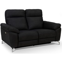Furnhouse Ibbe Design Schwarz Stoff 2er Sitzer Relaxsofa Couch mit Elektrisch Verstellbar Relaxfunktion Heimkino Sofa Doha mit Fussteil, Federkern, 162x96x101 cm