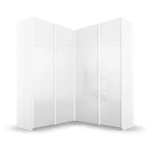 Rauch Quadra weiß (alpinweiß, hochglanz weiß), B:181cm H:229cm T:187cm, Holzwerkstoff, Schränke, Schwebetürenschrank, Eckschrank inkl. Türendämpfer