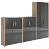 Aktenschrank TABOR 53 Büroschrank Mehrzweckschrank abschließbar Metallgriffe (Sonoma Eiche/anthrazit Hochglanz)
