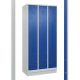 C+P Z-Spind Classic PLUS, Sockel, 6 Abteile, HxBxT 195x90x50cm, Zylinderschloss, Hellgrau/Enzianblau von PROREGAL