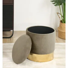 Akord Pouf AKORD GOLDEN aus Samtstoff mit Stauraum 39 x 40 x 39 cm Beige