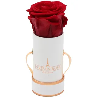 Rosenbox Ø 5 cm Weiß-Roségold mit einer Bordeaux Rose