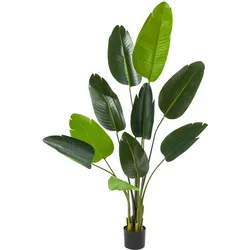 tectake® Künstlicher Paradiesvogelbaum, verschiedene Größen, mit großen, umweltfreundlichen PEVA-Blättern, stabiler Kunststoff-Blumentopf
