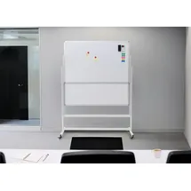 Mendler Whiteboard HWC-L87, Magnettafel, zwei Tafeln beidseitig beschreibbar höhenverstellbar rollbar inkl. Zubehör 101x69cm