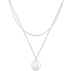 Elli Layer Plättchen Wellen Design 925 Silber Ketten   Damen 