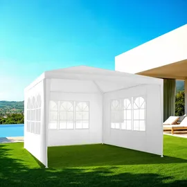 Tectake Pavillon Barinas 3 x 3 m inkl. 3 Seitenteile Weiß