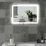 Homcom Badspiegel 50 x 70 cm LED mit 3 Lichtfarben IP44