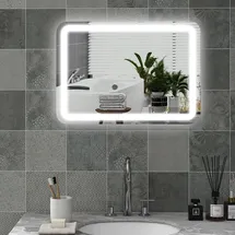 Homcom Badspiegel 50 x 70 cm LED mit 3 Lichtfarben IP44