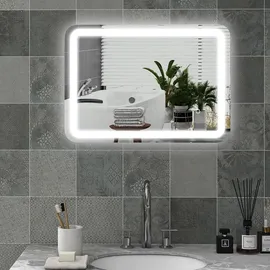 Homcom Badspiegel 50 x 70 cm LED mit 3 Lichtfarben IP44