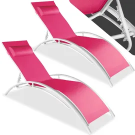 Tectake Sonnenliege 180 x 59 x 50 cm pink 2 St.