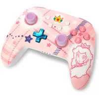 PowerA Enhanced Wireless Controller Princess Peach Plaid Rosa Nintendo Switch