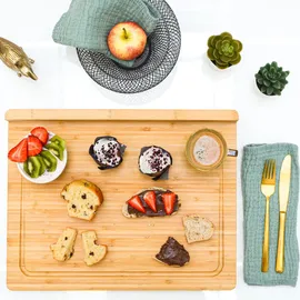 Dune Design DuneDesign Schneidebrett mit Kante 44x34x2 Bambus Schneidbrett Holzbrett mit Kante