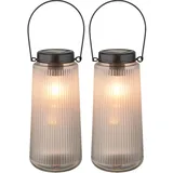 GLOBO LED Solarleuchte Laterne Glas Kunststoff Metall, Akku IP44, 3000K warmweiß, H 25 cm,