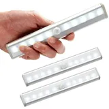 Set Mit 3 Led-bewegungsmelder-innenleuchten, 10 Kabellose Led-schrankstrahler, Batteriebetriebene Led-schrankleuchten Mit Magnetstreifen (warmweiß)