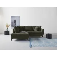 INOSIGN Ecksofa »Lörby L-Form«, auch mit Aqua clean-Bezug, feine Steppung im Sitzbereich, lose Kissen grün