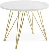 WFL GROUP Runder Ausziehbarer Esstisch - Loft Style Tisch mit Goldenen Metallbeinen - 100 bis 180 cm - Industrieller Glamour Tisch für Wohnzim... - Weiß