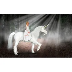 Fototapete PAPERMOON "Einhorn Hoffnung Liebe Frieden", bunt, B:4,00m L:2,60m, Vlies, Tapeten