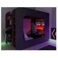 Pro Gamer Hochbett 238x127x183 cm Graphitschwarz und Rot mit Schreibtisch - Taggia