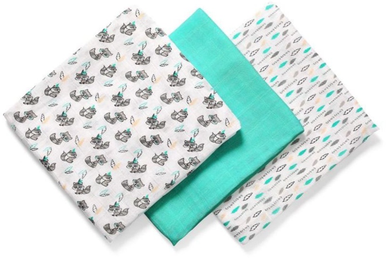 BabyOno Take Care Natural Diapers Stoffwindeln 70 x 70 cm Turquoise 3 St.