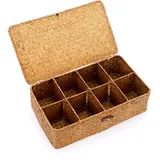 OLegei Weidenkorb Aufbewahrungskorb Regalkorb Aufbewahrungsbox mit Deckel und 8 Fächern Tisch-Organizer für Theke, Schreibtisch, Regal (Karamell)