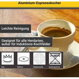 Krüger 513 Alu-Espressokocher 12 Tassen, Aluminium,