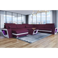 Sofa Dreams Wohnlandschaft Polster Stoff Couch Catania XXL U Form Stoffsofa, mit LED, wahlweise mit Bettfunktion als Schlafsofa, Designersofa blau|lila