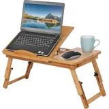 Klappbarer Bambus Betttisch Verstellbarer Laptoptisch mit Lüftungsschlitze und Schublade