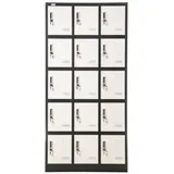 Jet-Line Metall Schrank Schließfachschrank 15 Fächer BUDAPEST Spind dunkelgrau-weiß