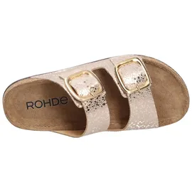 ROHDE Damen Pantolette Leder Schnalle Muster schimmernd Rodigo-D 5857, Größe:38 EU,