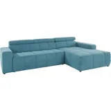 DOMO collection Ecksofa »Brandon Sitzbelastung 140 kg, große Ausführung, B/T/H: 289/177/80 cm«, mit Kopfteilverstellung, wahlweise Sitztiefenverstellung, L-Form blau