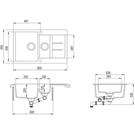 vidaXL Granitspüle Doppelbecken Grau