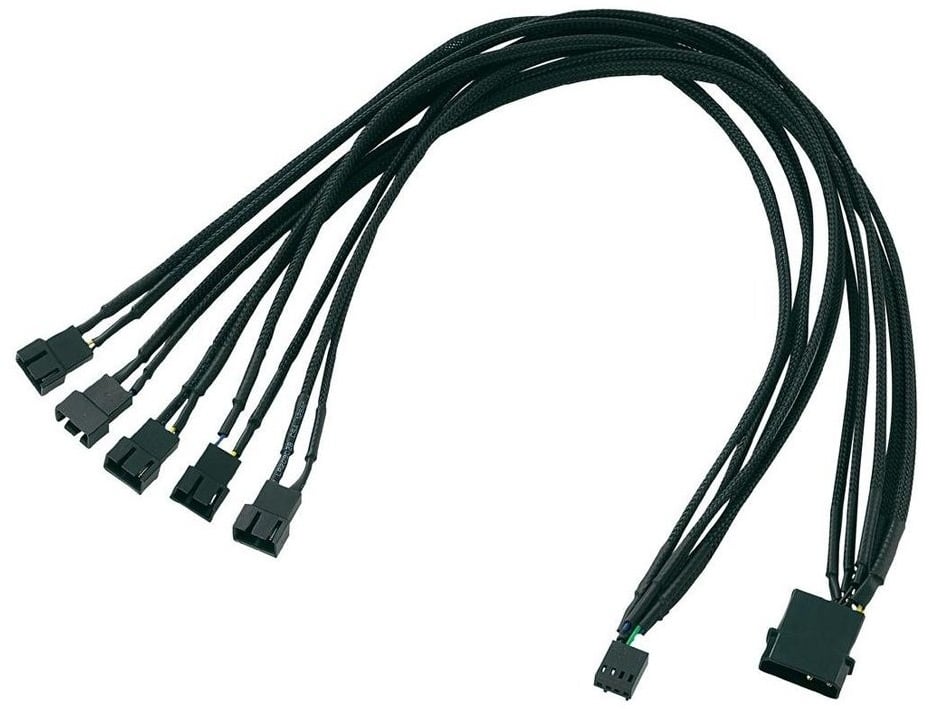 AKASA PC-Lüfter Verlängerungskabel 4-pins - 1 Molex zu 5 PWM 9 - Schwarz