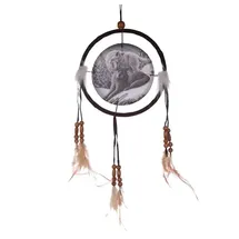 Puckator Dekorativer Traumfänger, Wolf, Schneeküsse, Mehrfarbig, Höhe 16 cm, Breite 16 cm, Tiefe 1 cm