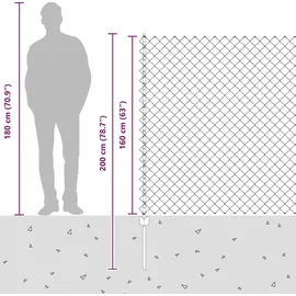 vidaXL Kettenzaun 1,6 x 25 m Grün/Stahl