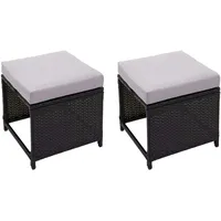 Mendler 2er-Set Poly-Rattan Hocker HWC-G16, Gartenhocker Sitzhocker, Gastronomie ~