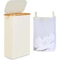 luxuskollektion Wäschekorb 60l Schmal Innentasche Waschbar Griffe 60L mit Deckel Beige