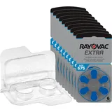 60 Rayovac Extra Advanced Hörgerätebatterien PR44 Blau 675 + Box für 2 Zellen