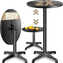 CASARIA Stehtisch 2er-Set Ø60 cm höhenverstellbar 70/115 cm Schwarz