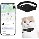 Katzenhalsband mit GPS für kleine Katze und Hund Nur Android, GPS Tracker Katze Ohne ABO, Keine monatlichen Gebühren, SIM-Karte, katzentracker kompatibel GOO- gle Find hub (Halsband Tracker schwarz)