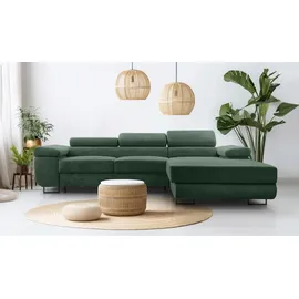 ax living Cord Couch L Form – Arborio R 280 cm Ecksofa in Dunkelgrün