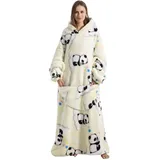 Yzehomijia Lange Hoodie Decke mit Ärmeln für Damen & Erwachsene - Kuscheldecke mit Ärmeln - Weiche & Warme Decke zum Anziehen als Geschenk für Damen Herren (Panda)