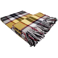 fair de luxe Wohndecke 150 x 200 cm Gelb/Schwarz/Weiß kariert