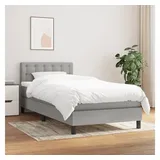 vidaXL Boxspringbett mit Matratze Hellgrau 90x200 cm Stoff