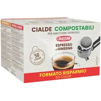 Crastan, Packung mit 50 kompostierbaren ESE-Kaffeepads aus Ginseng, Kaffeepads kompatibel mit der Espressomaschine, Made in Italy