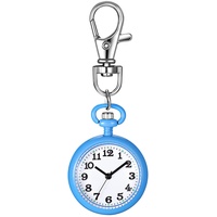JewelryWe Karabineruhr Taschenuhr mit Karabiner Schlüsselanhänger FOB Clip-on Quarzuhr Analog Uhr für Ärzte Krankenschwestern Sanitäter Köche Sport Unisex Blau