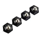 UNPGATUB Möbelrollen, 200 kg, Robustes Universalrad, 360° drehbar, Edelstahl, Starke, Selbstklebende Rollen(4Pc Black Steel Ball)