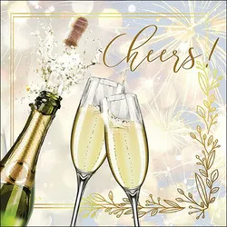 Ambiente 20 Servietten Papier 33x33cm 3-lagig - hochwertige Einweg Papierservietten Champagner Sektgläser Cheers Silvester Hochzeit Party Feier Tischdeko