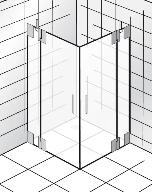 HSK K2.26 Eckeinstieg, 2 Drehtüren an Nebenteilen K2.26
