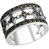 ZEEme Ring Silber 925 oxidiert mit 40x Markasit