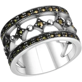 ZEEme Ring Silber 925 oxidiert mit 40x Markasit